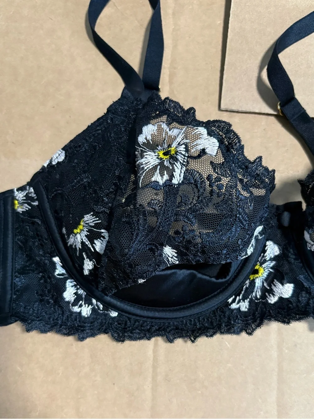 Victoria’s Secret Black Lace & Embroidered Demi Bra